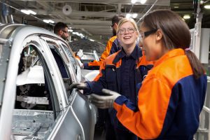Women constructing cars at Volvo, Gothenburg