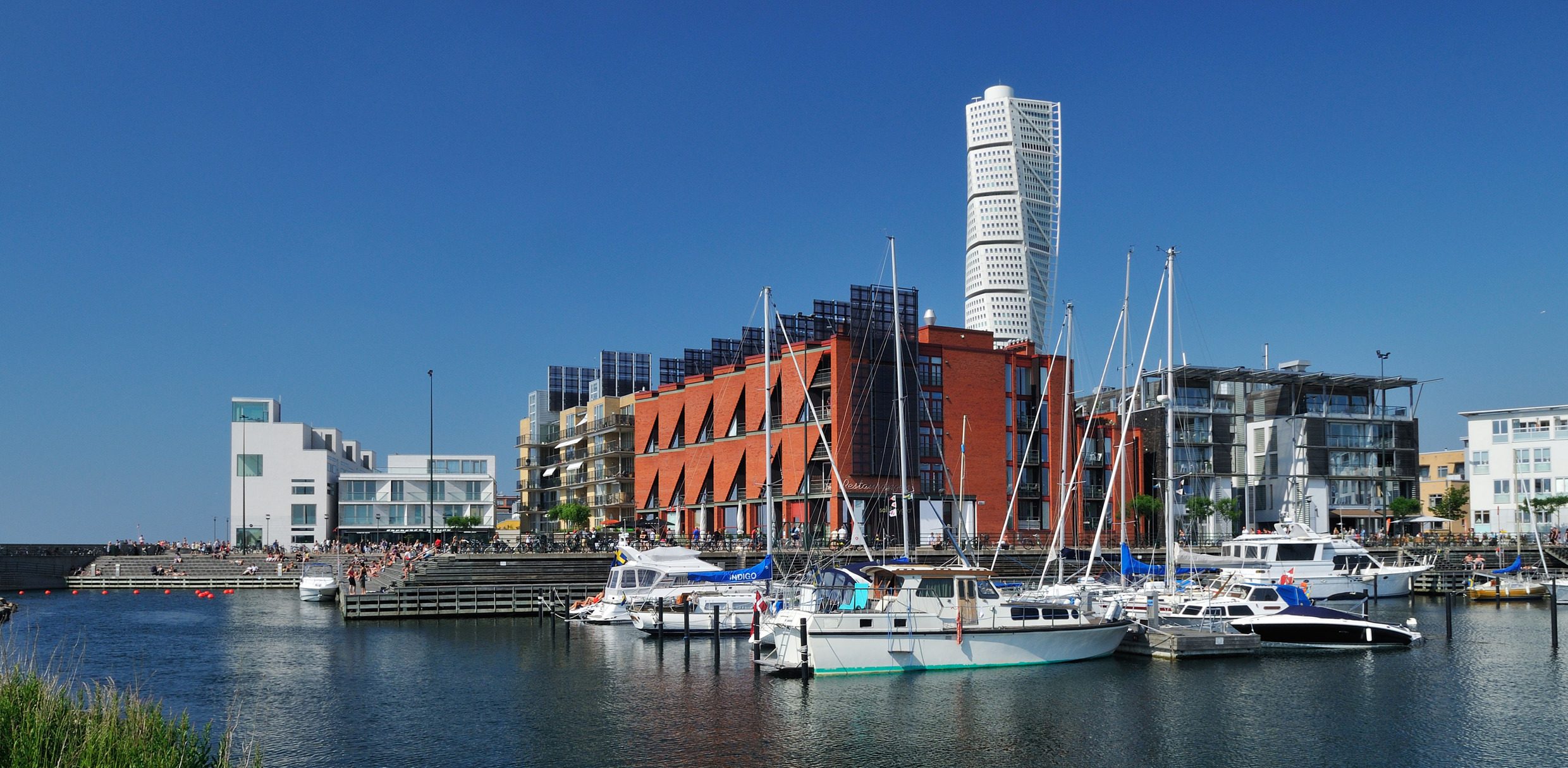 Harbour in Malmö with Turning Torso in the background