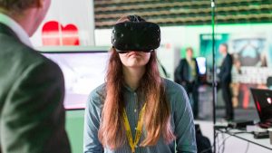 Woman with VR head set