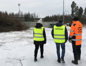 People walking in snowy landscape