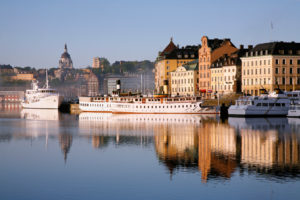 Boats and houses in Stockholm