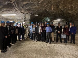 Delegation standing in mine in Stockholm