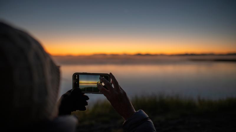 Sunset through smartphone
